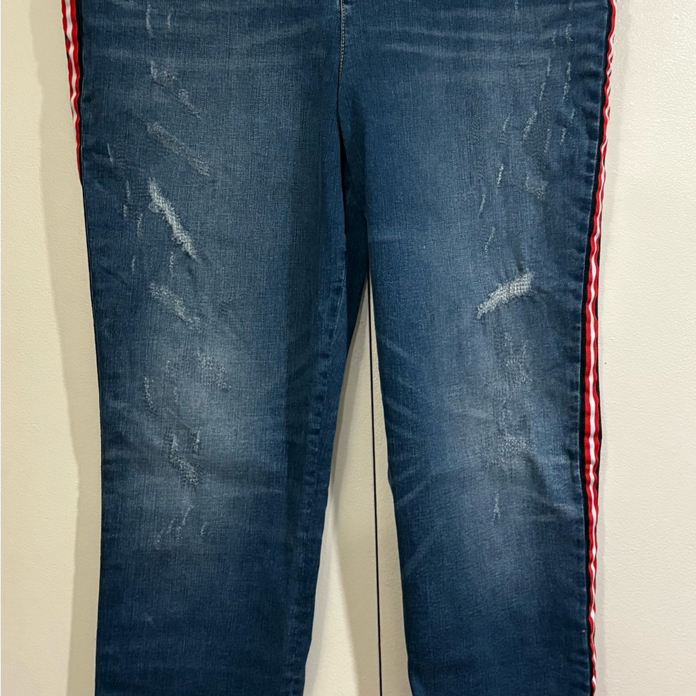INC International Concepts Blue Jeans with Red and black Trim